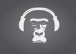 Ape with headphones