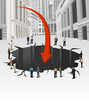 people around hole on the street of downtown financial district