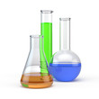 Illustration: Laboratory flasks glassware isolated on white Laboratory flasks glassware isolated on white