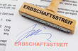 Holzstempel: Erbschaftsstreit