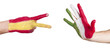 rock, paper, scissors game with flags Spain and Italy