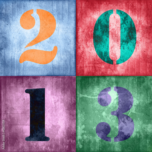 Photo: 2013, chiffres vintage couleur 2013, chiffres vintage couleur