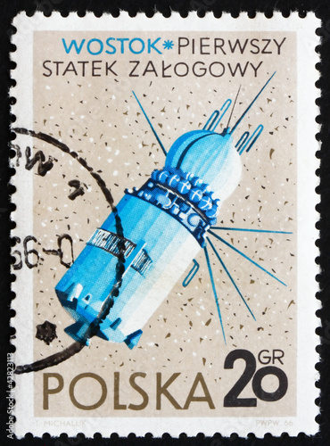 Photo: Postage stamp Poland 1966 Vostok, USSR Spacecraft Postage stamp Poland 1966 Vostok, USSR Spacecraft