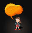 Cartoon girl talking with speech balloon