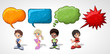 Cartoon children talking with speech balloon