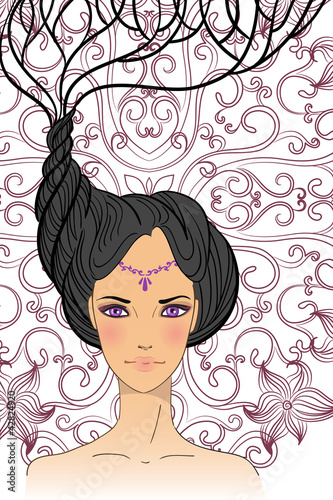 Vector: Portrait of beautiful girl with long hair Portrait of beautiful girl with long hair