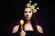 Photo: Beautiful brunnete with lemons in her hairstyle Beautiful brunnete with lemons in her hairstyle