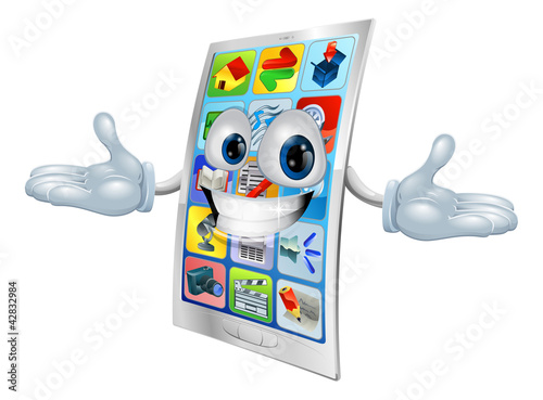 Vektor: Cell phone mascot cartoon Cell phone mascot cartoon