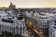 Panoramic view of Gran Via, Madrid, Spain.