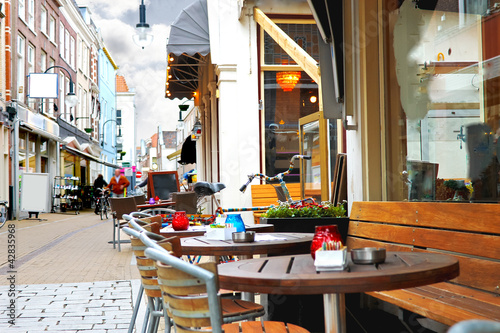 Photo: Evening street cafe in Gorinchem. Netherlands Evening street cafe in Gorinchem. Netherlands