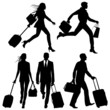 Vector: People in a hurry - vector silhouettes. People in a hurry - vector silhouettes.