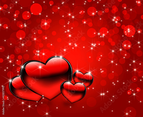 Illustration: Beautiful red hearts abstract background Beautiful red hearts abstract background