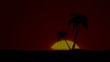 Time-lapse tropical sunrise with palm trees and clear sky