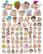 Vektor: Funny Characters Doodle Cartoons. Cute People Expressions Icons Funny Characters Doodle Cartoons. Cute People Expressions Icons
