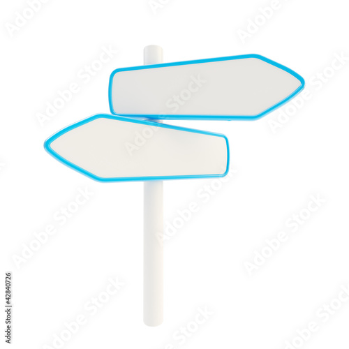 Illustration: Copyspace signpost road sign empty plates Copyspace signpost road sign empty plates