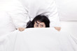 Photo: Afraid woman in bedroom Afraid woman in bedroom