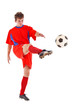Soccer player kicking the ball