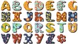Vector: different textile scrapbook alphabet on white background different textile scrapbook alphabet on white background