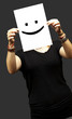 woman with smile emoticon