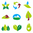 nature set of symbols, green and bio concepts