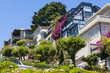 View of Lombard Street, the crookedest street in the world, San