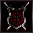 Abstract shield with swords.