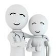 3d small people as patient and doctor  in white background