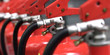 fire extinguishers close-up 3d rendering