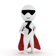 illustration of small people as super man in white background