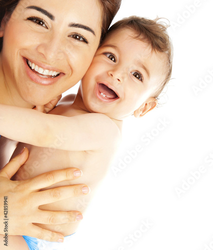 Photo: Happy family laughing faces Happy family laughing faces