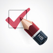 Vector pencil and tick mark icon