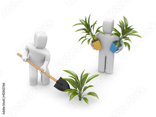 Illustration: People put plants People put plants