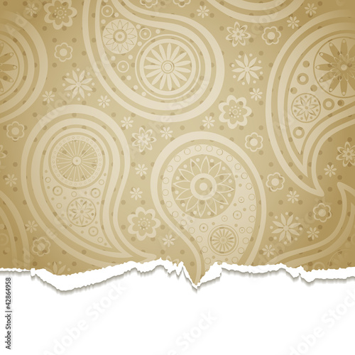 Vector: Torn paper with a paisley pattern. Torn paper with a paisley pattern.