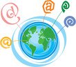 Globe with E-mail Symbols - Communication Concept