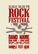 Rock festival design template with scull and place for text.