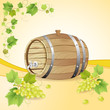 Vector: Wine barrel with white grapes Wine barrel with white grapes