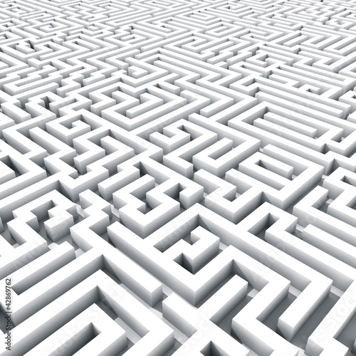 Illustration: Endless large maze 3D render. Endless large maze 3D render.