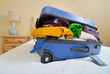 luggage on a bed