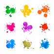 Set of Abstract Drops Watercolor Hand Drawn and Painted