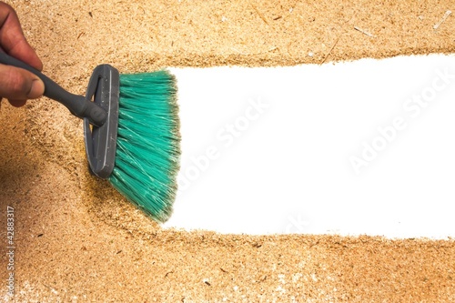 Photo: sweep, wood shaving on white background sweep, wood shaving on white background