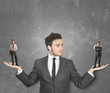 Businessman with devil or angel