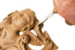wood carving with work tools,isolated