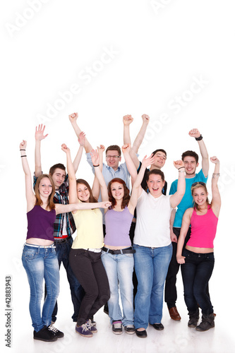 Joyful Teens Standing On White 6