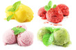various ice cream - strawberry, kiwi, lemon, raspberry