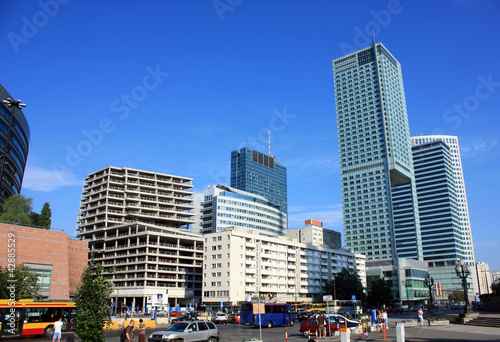 Photo: Warsaw new downtown city rush hours cityscape Warsaw new downtown city rush hours cityscape