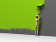Holzpuppe Farbroller Wand d
