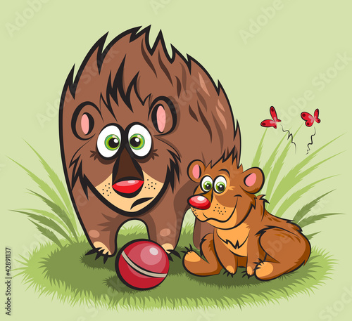 Vettoriale: family of bears with a ball family of bears with a ball