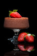 Chocolate mousee dessert with strawberries