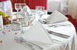Fancy table set for a wedding celebration .Table set for wedding