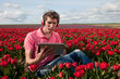 Photo: Listening to the tablet PC Listening to the tablet PC